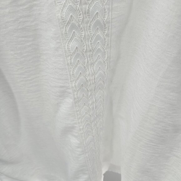 White Embroidered V-Neck Gauze Blouse - Picture 5 of 13